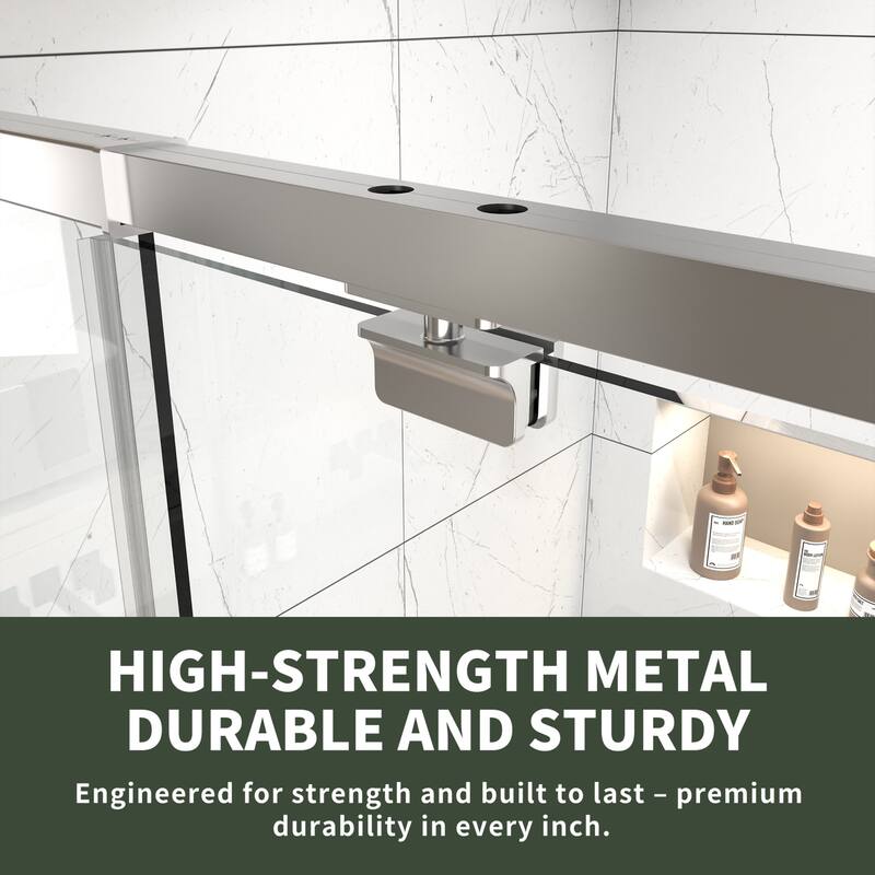 Modland 48"x71" Pivot Swing Semi-Frameless Shower Door with 1/4" Tempered Clear Glass