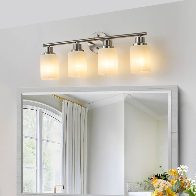 Bathroom Vanity Light 4/5/6-Light Nickel Finish Fixture - 4-Light