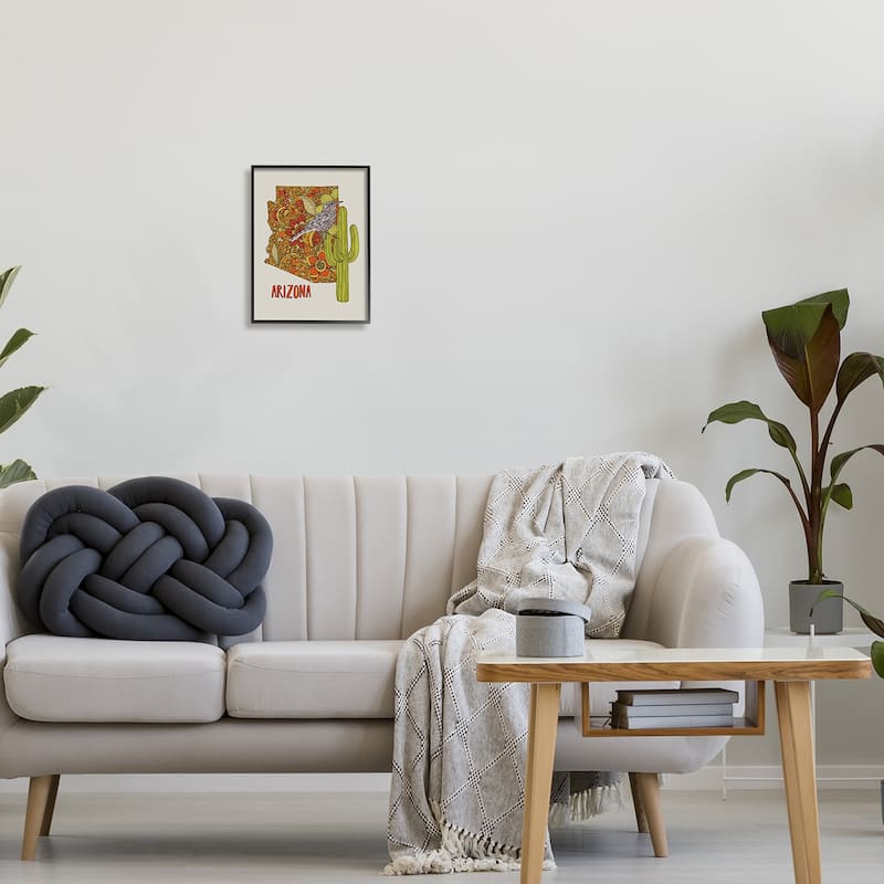 Stupell Arizona State Bird Detailed Cactus Floral Pattern Framed Wall Art, Design by Valentina Harper