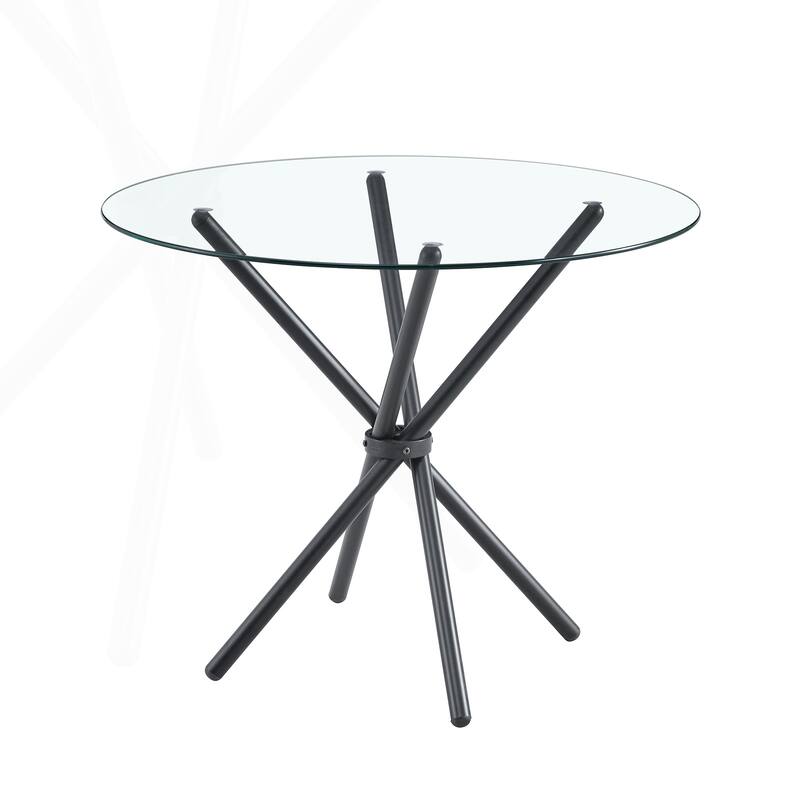 Exquisite Tempered Glass Round Table with Sturdy Metal Legs for Stylish Spaces