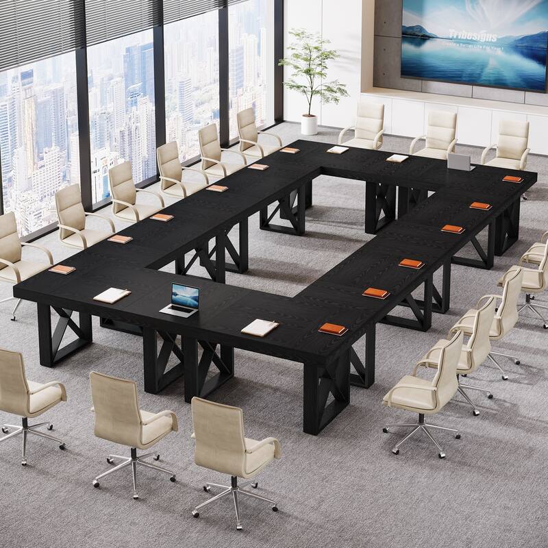 63-Inch Long Wood Conference Table, Simple Meeting Desk for Home Office & Small Team Gatherings