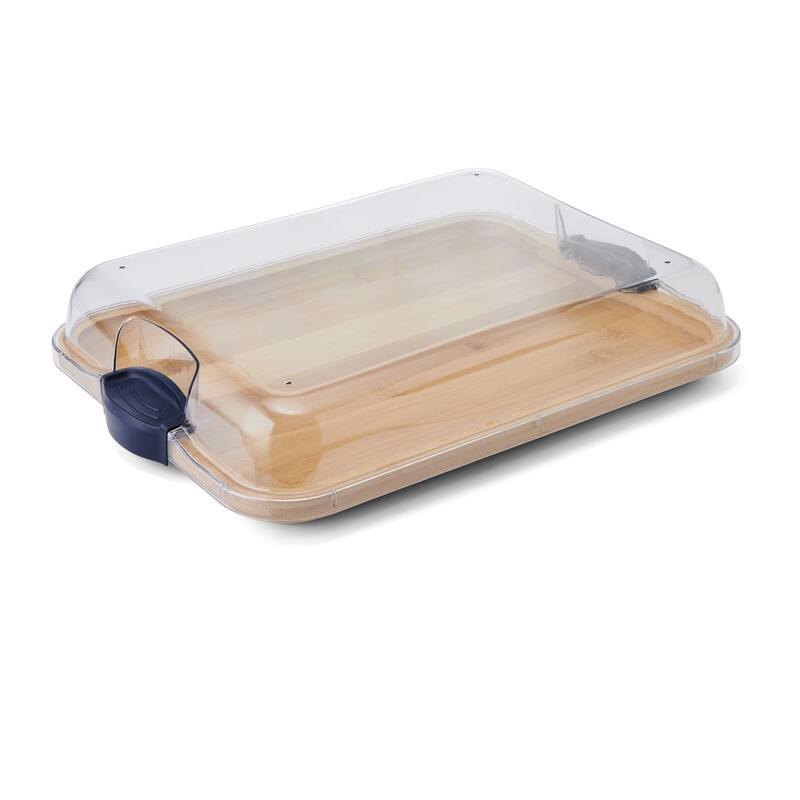 Farberware Build-a-Board Charcuterie Board with Lid, 11x14 In, Bamboo-Navy