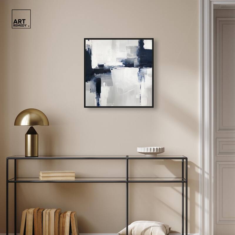Blue Cascades on Still White Canvas by Art Remedy