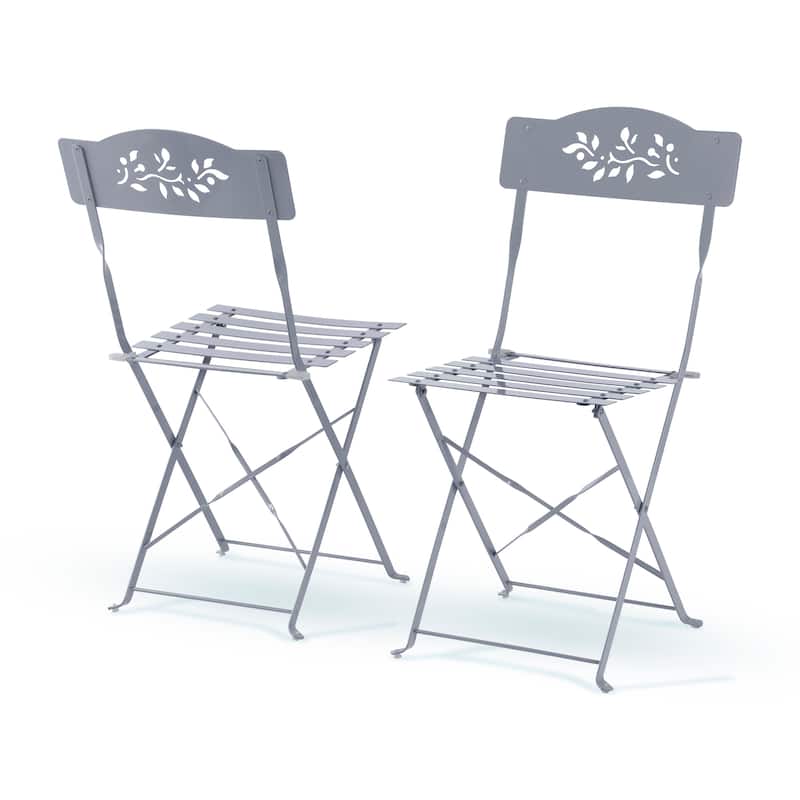 Alpine Corporation Indoor/Outdoor 3-Piece Bistro Set Folding Table and Chairs Patio Seating
