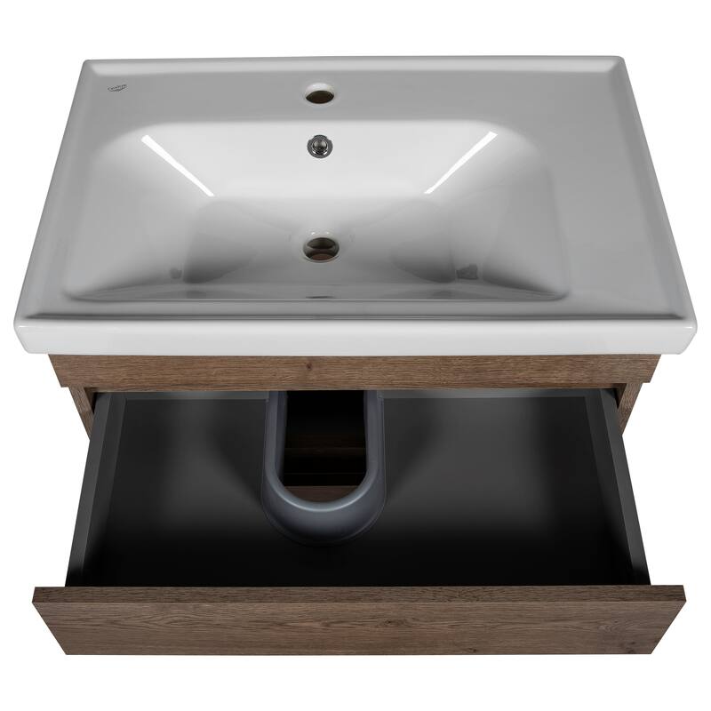 Modern Wall-Mounted Bathroom Vanity with Washbasin Niagara Rosewood Non-Toxic MDF-24"-Diamond 32"