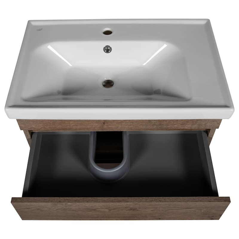 Modern Wall-Mounted Bathroom Vanity with Washbasin Niagara Rosewood Non-Toxic MDF-24"-Simple 40"