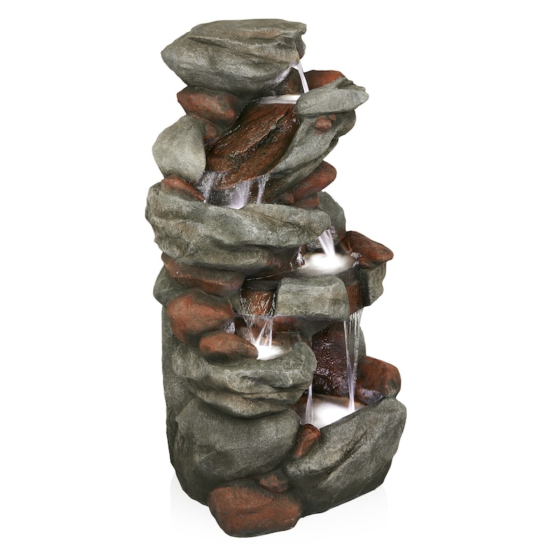 Cascading Stone Water Fountain with LED Lights