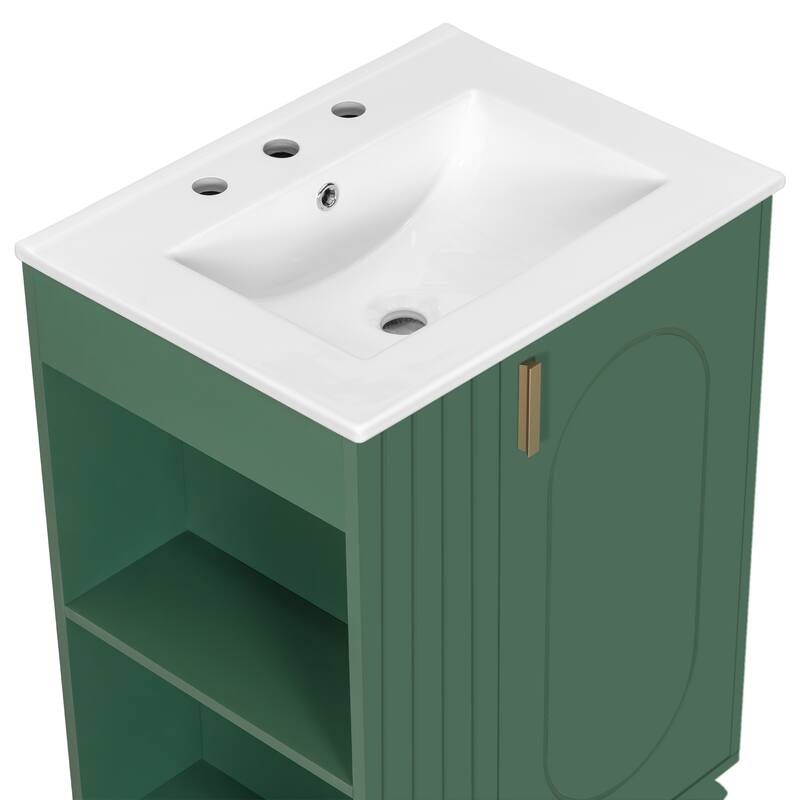 24" Bathroom Vanity with Sink, Bathroom Cabinet with Door Shelf, Side Open Storage, Solid Wood Frame,Soft Closing Door