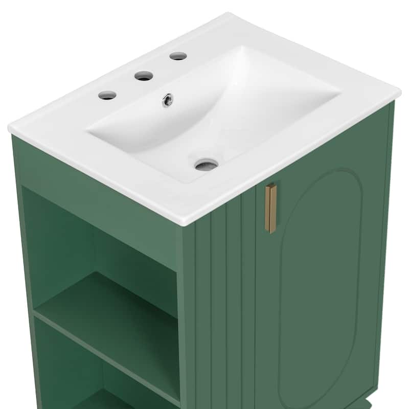 Roomfitters Bathroom Vanity with Sink, Cabinet with Door Shelf and Side Open Storage, Solid Wood Frame, Soft Closing Door