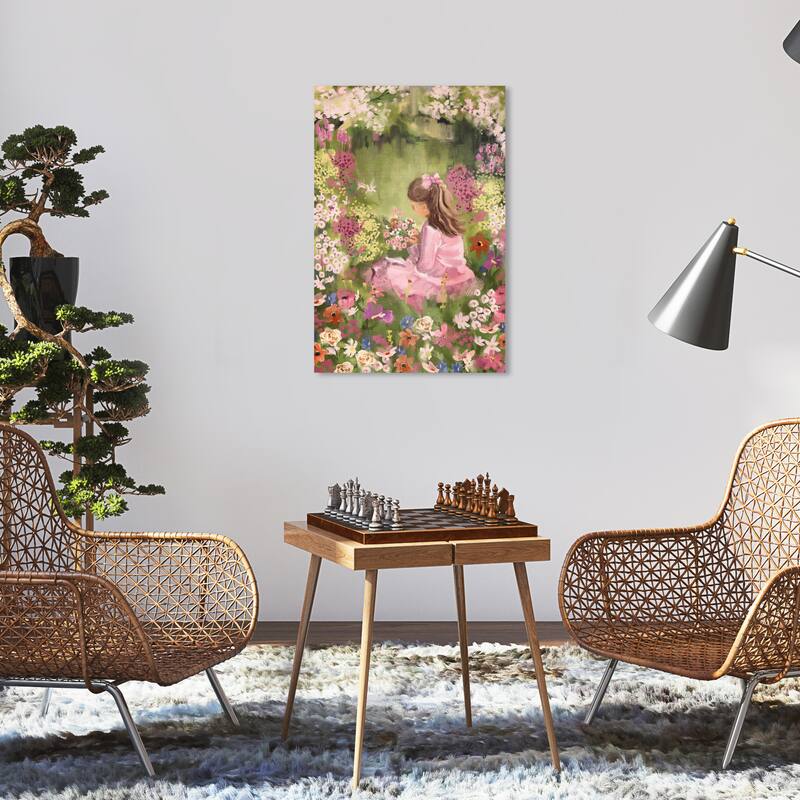 Wynwood Studio Canvas Floral and Botanical Meditative Green and Pastel Pink Traditional Wall Art Canvas Print - 16 x 20