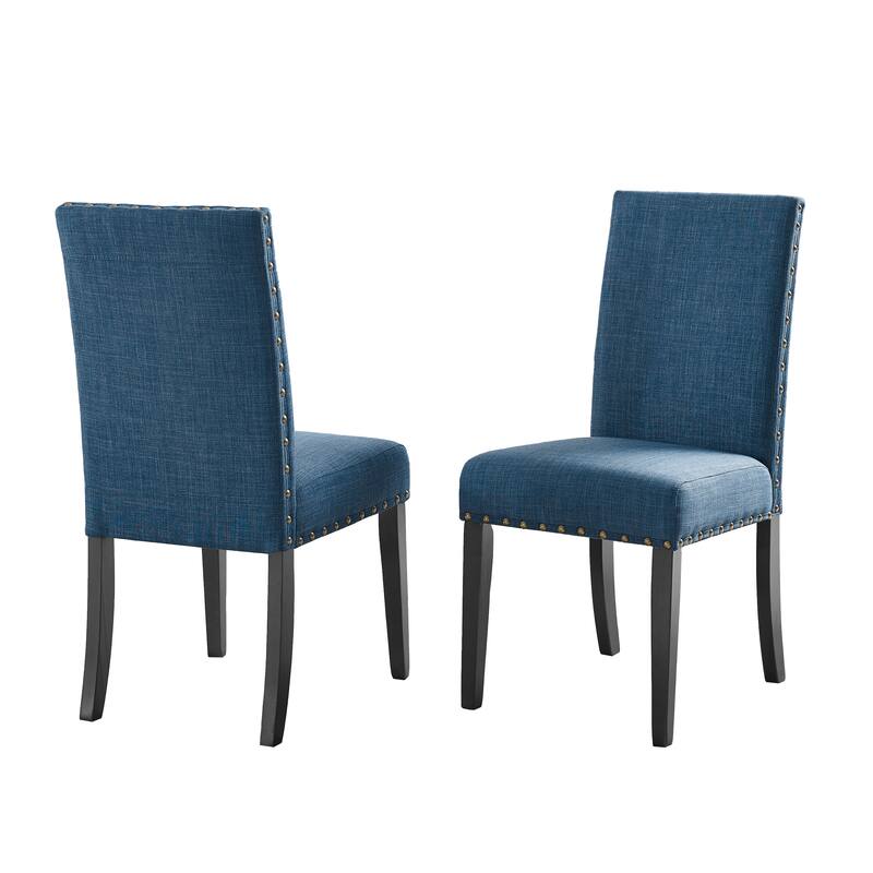 Fabric Dining Chairs Set of 2,  Nail Head Trim Chairs, Tan Padded Seating for Kitchen Living Room, Dining Room Visitor Chair