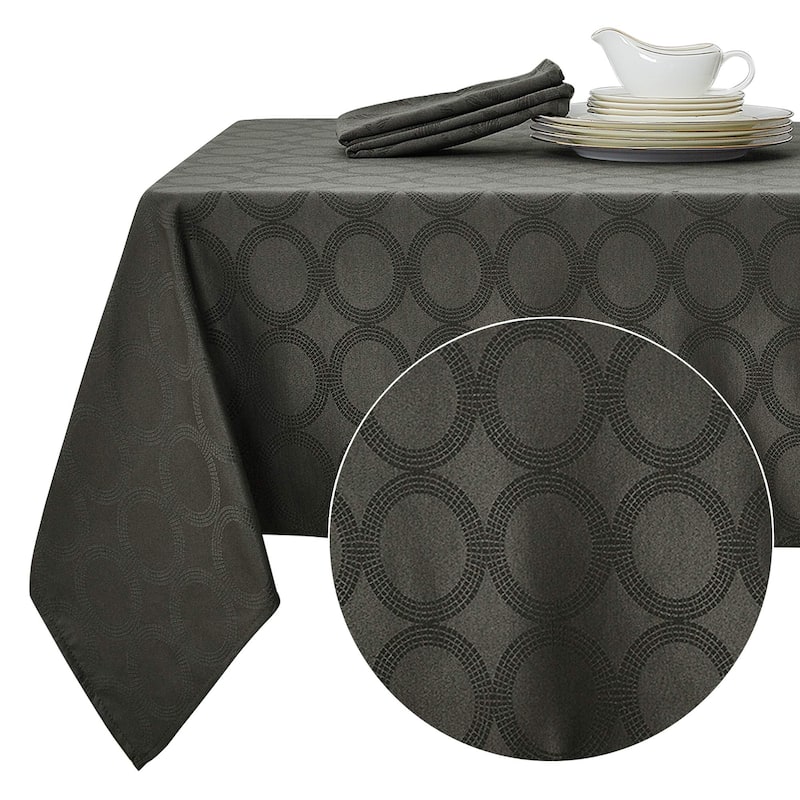 Jacquard Square Tablecloth and Water Resistant Spill-Proof Tablecloths - 60 x 120 inch - Grey