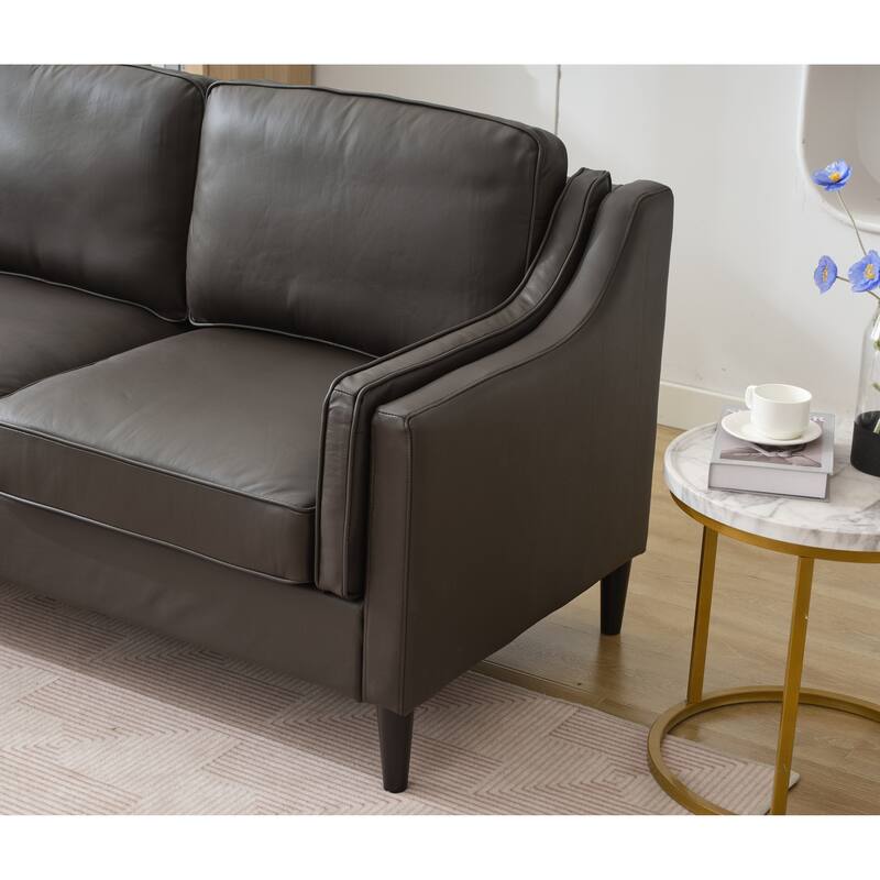 94.5" Genuine Leather L-Shaped Sectional Sofa with Left Chaise & Modern Design