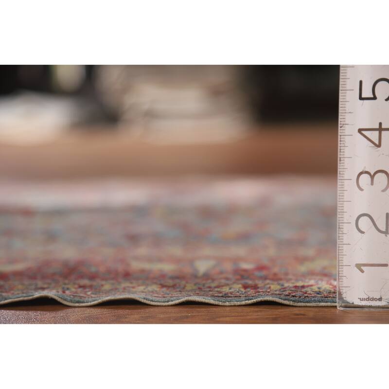 Hand Knotted Oriental Silk Carpet Traditional Floral Navy Blue & Blues Hereke Area Rug - 4' 10'' X 3' 3''