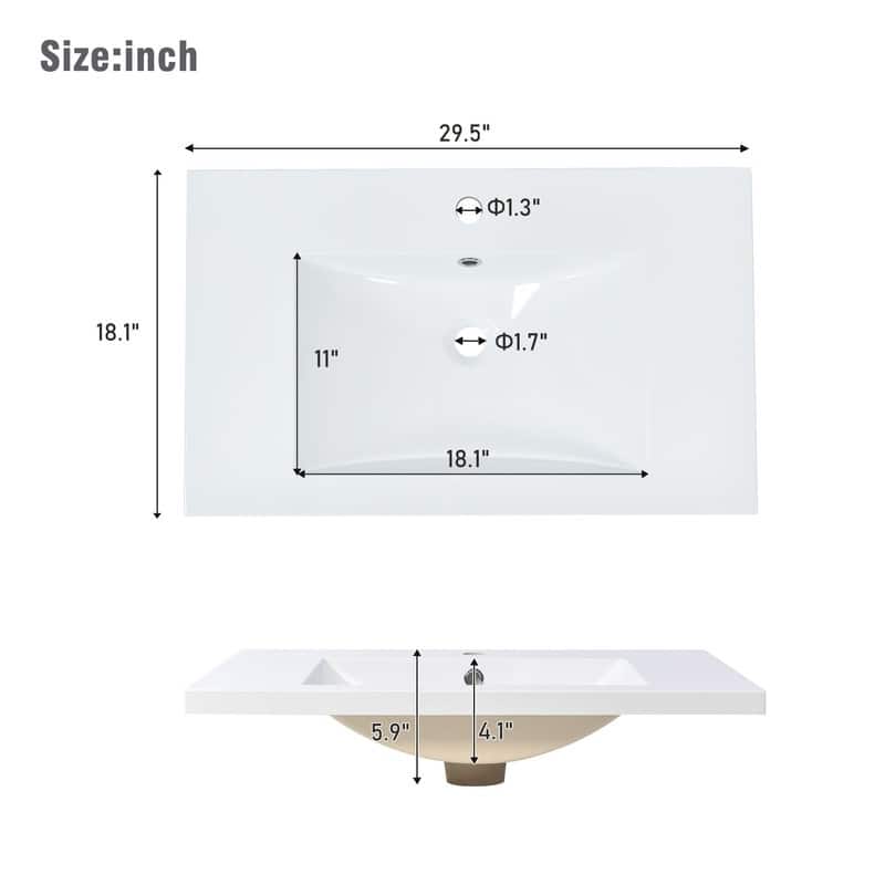 Solid Wood Frame 30" Bathroom vanity Set with Sink