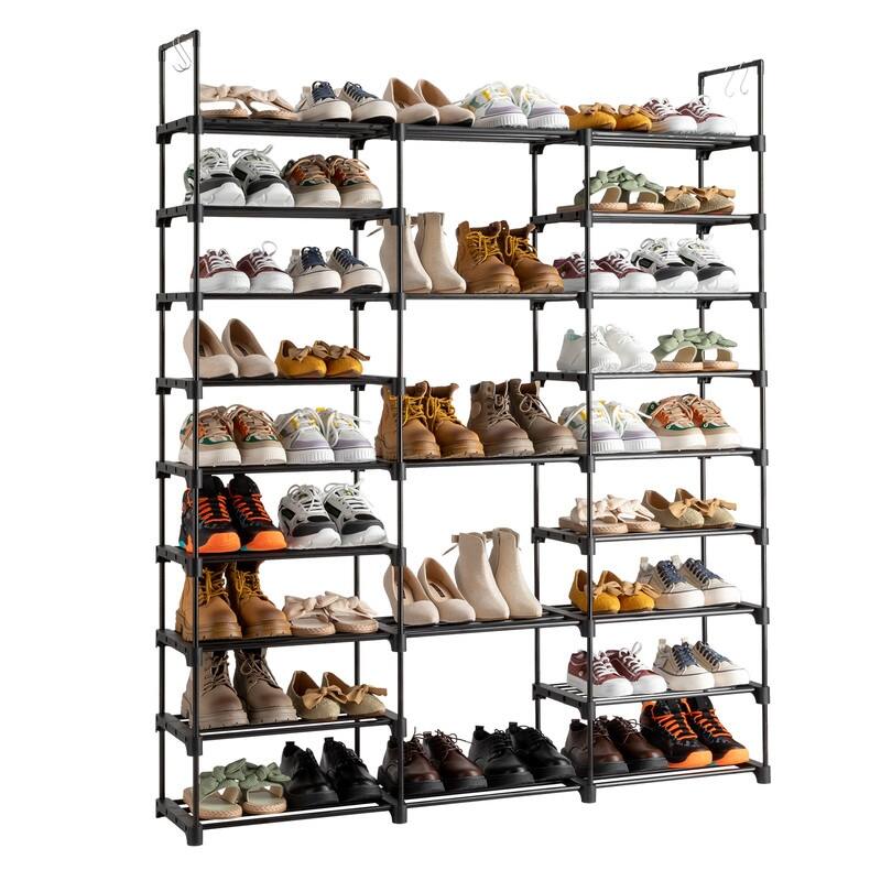 9-Tier Shoe Rack-Tiered Storage for Sneakers, Heels, Flats, Accessories, and More-Space Saving Organization