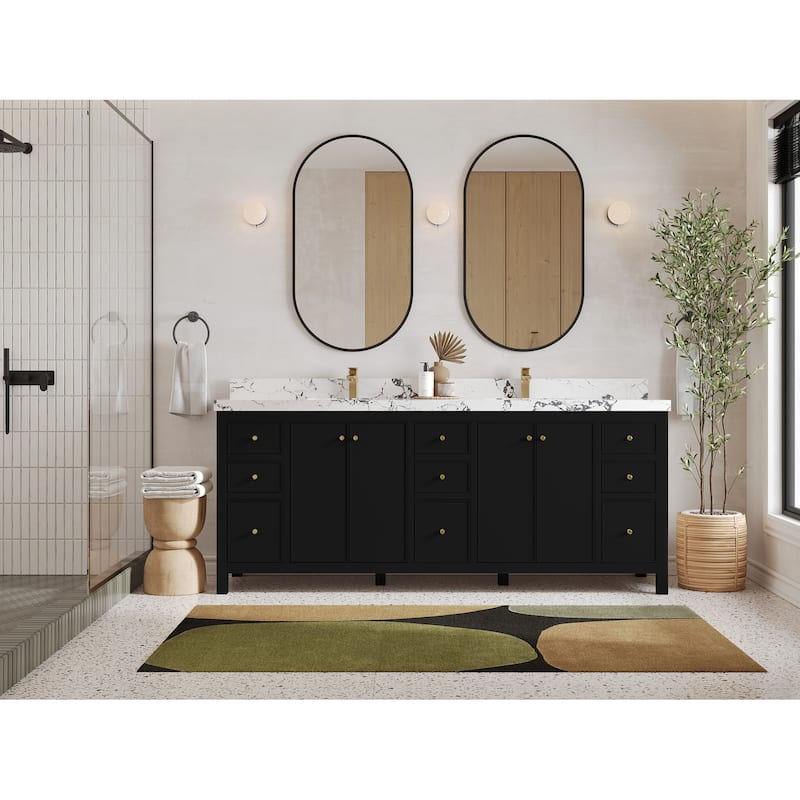 Willow Collections 84 in. W x 22 in. D Chicago Double Bowl Sink Bathroom Vanity with Countertop