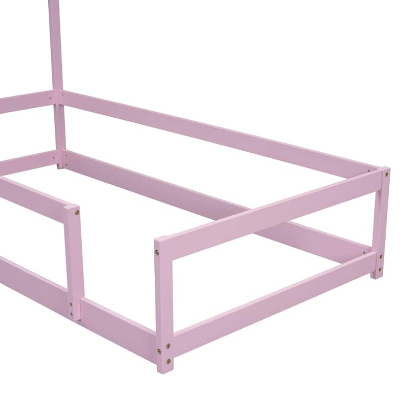 House-Shaped Headboard Floor Bed Platform Bed Kids Bed,Twin Size
