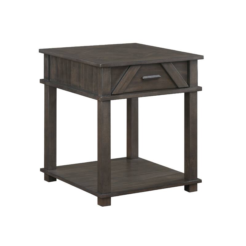 Leky Side End Table, 24 Inch, 1 Drawer with Lower Open Shelf, Brown
