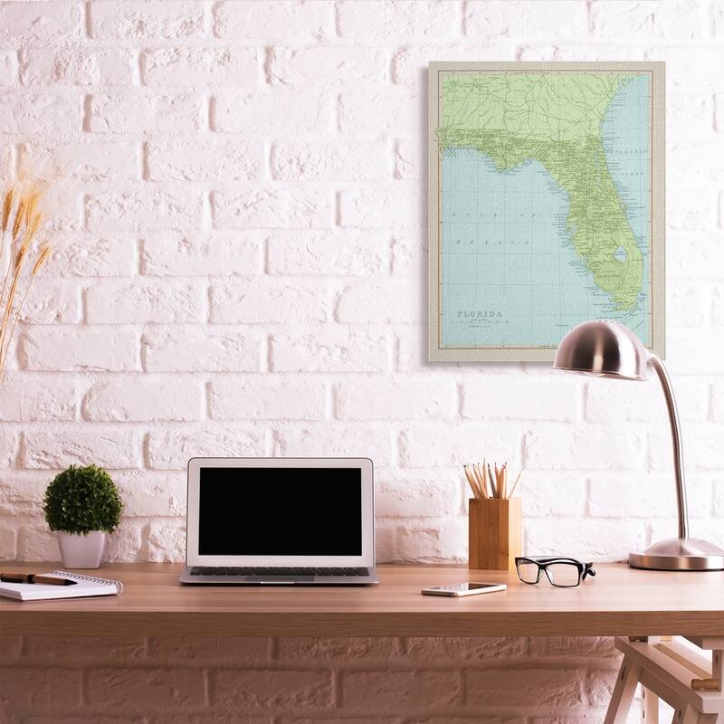 Stupell Map Of Florida Classical State Border Canvas Wall Art