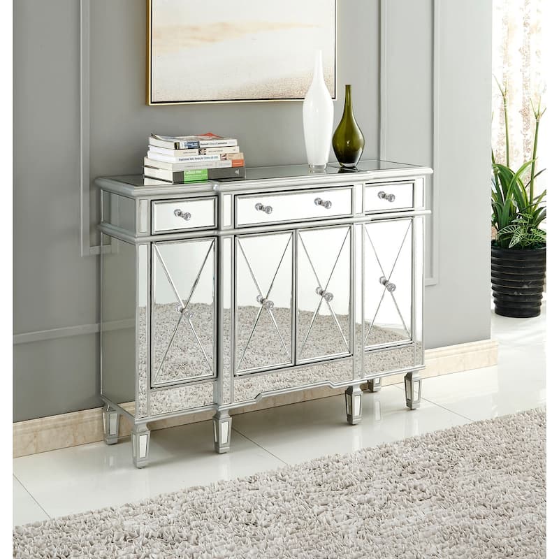 Contemporary 3-drawer 4-door Mirrored Cabinet