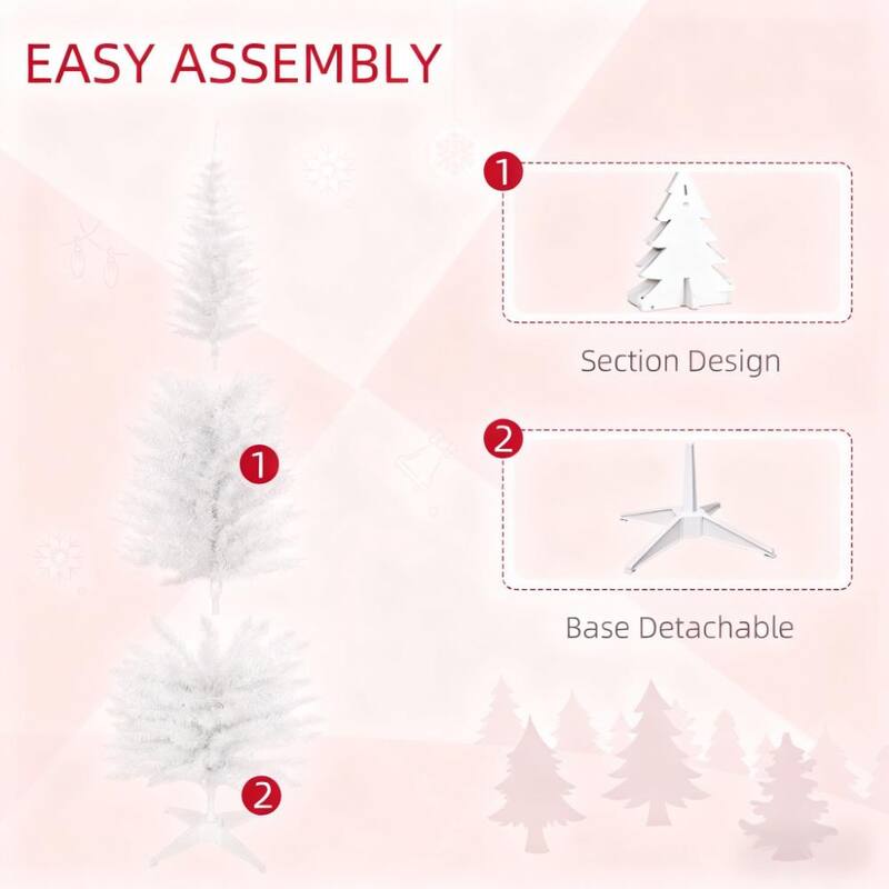 Slim Artificial Christmas Tree - Realistic Branches, Xmas Decor - White
