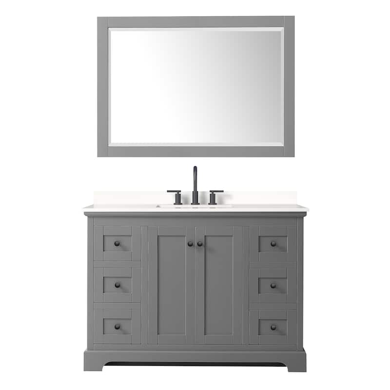 Avery 48-inch Single Vanity, Quartz Top, 46-inch Mirror