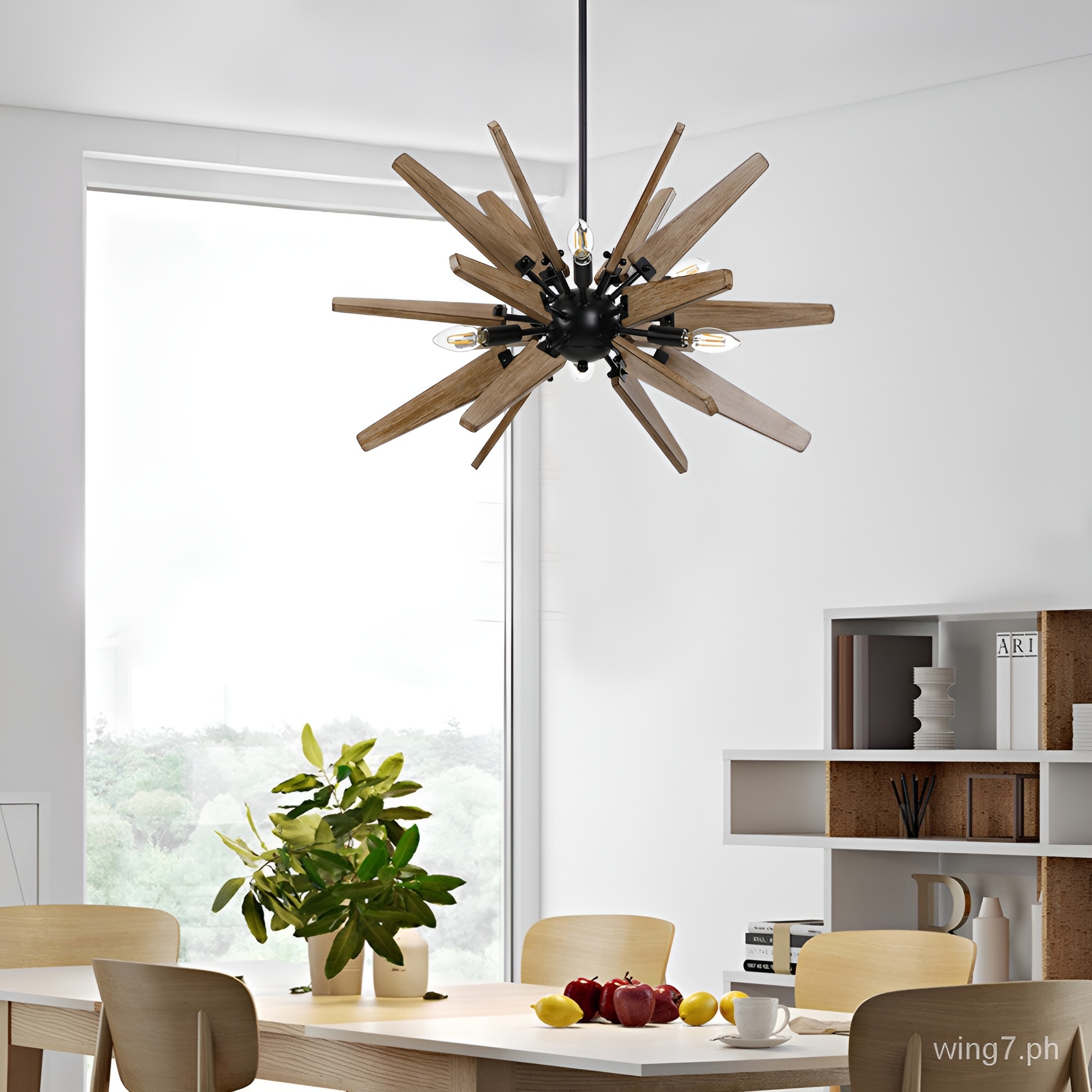 Sputnik wood chandelier top