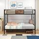 preview thumbnail 1 of 3, Bunk Bed Twin Over Twin Heavy Metal Bunk Bed with Ladder and Guardrail, Metal Bunk Bed, Storage Space Black