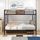 preview thumbnail 1 of 7, Sturdy Twin Over Twin Metal Bunk Bed with Double Ladder, Safety Guardrails, and Under,Bed Storage Black