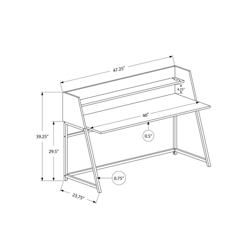 Computer Desk, Home Office, Laptop, Storage Shelves, 48"l, Work, White Laminate, White Metal, Contemporary, Modern