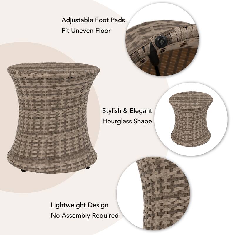 Outdoor Patio 20"Tall Round Wicker Accent Side Table