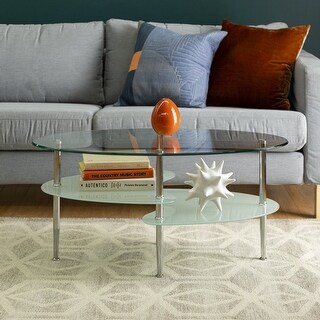 Mid-Century Modern Oval Glass Coffee Table - as picture - Bed Bath ...