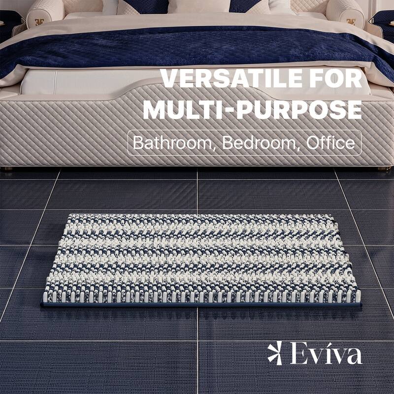 Totti Gemini Dark Blue Microfiber Chenille 16" x 24" Bathroom Mat w/ Gradual Color Change