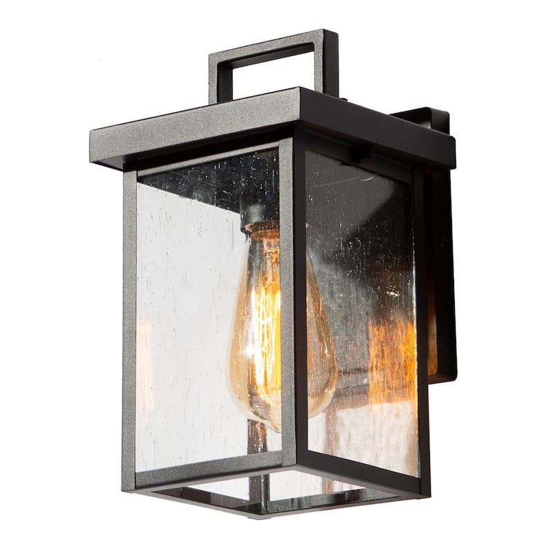 Bern Modern 1-light Rectangle Matte Black Outdoor Wall Sconce - L 6"x W 6.5"x H 10.5"