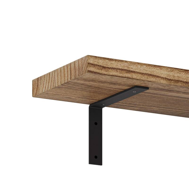 Wallniture Cervo Floating Shelves, Wall Bookshelves, 60" or 72'' Long, 11.25'' Deep, 1.5'' Thick Wood Board, Burnt
