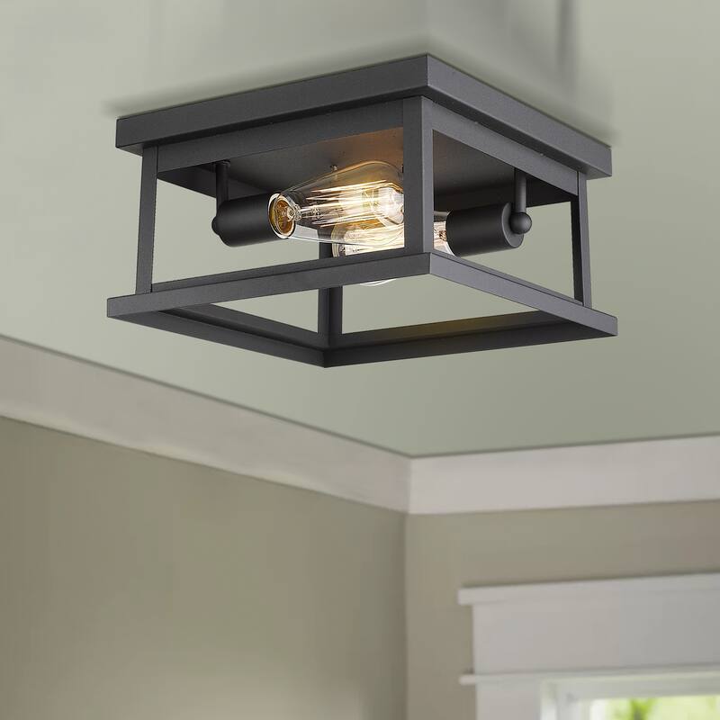 2-Light Flush Mount Ceiling Lights,Black Finish