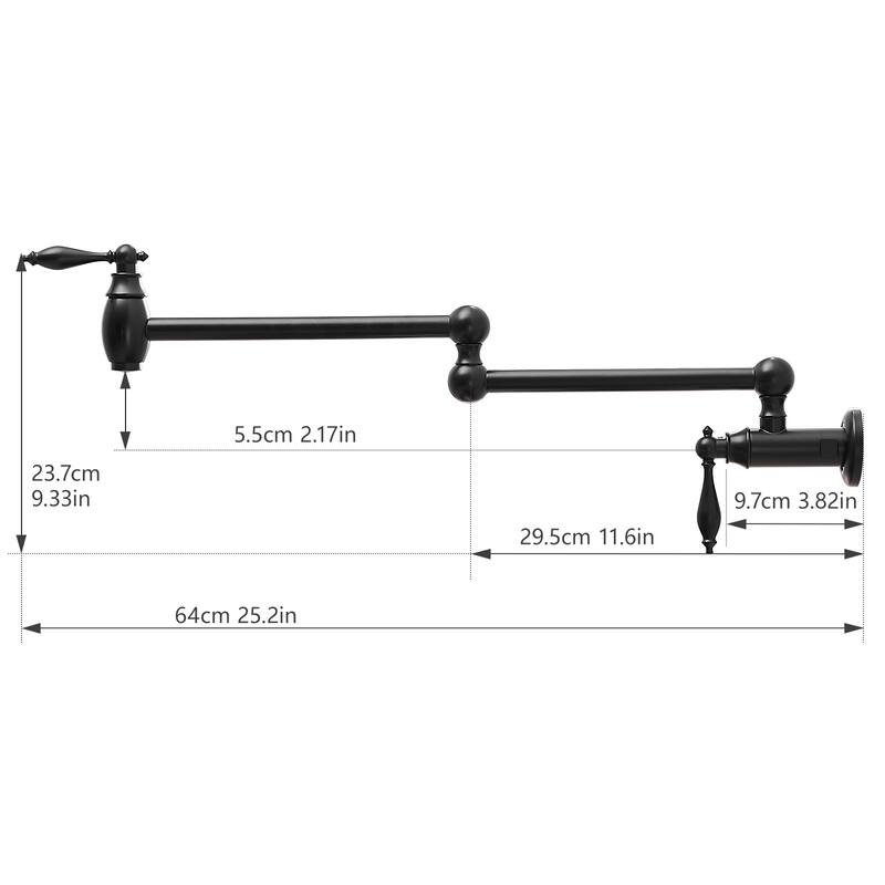 Wall Mount Commercial Pot Filler Faucet,Brass Material Folding Faucet, with Stretchable Double Joint Swing Arms