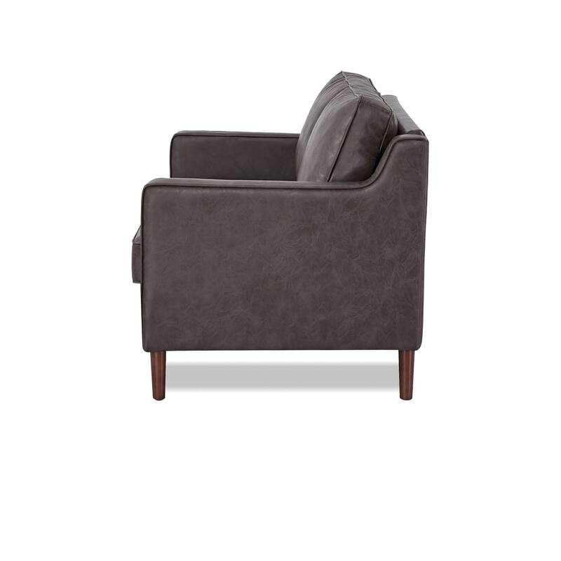 Artdeco Home - Sedona Modern Loveseat Sofa, Faux Linen / Vegan Leather Couch