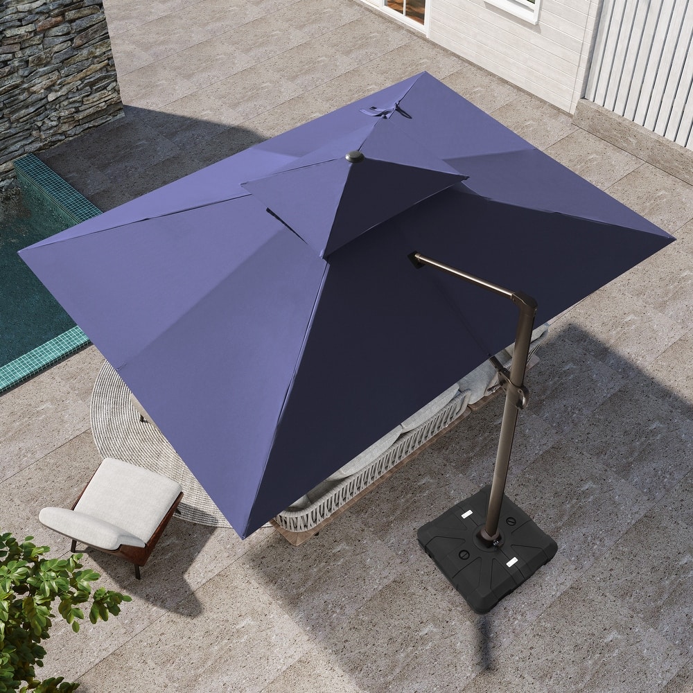 10 X 13 Ft Patio Aluminum Double Top Cantilever Umbrella with Wheel Base