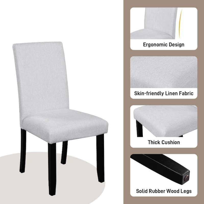 Modern Wooden 5-piece Round Dining Set with 4 Upholstered Chairs for Dining Room