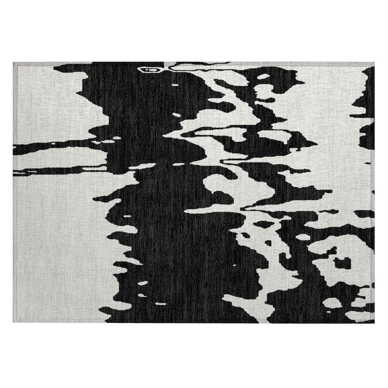 Machine Washable Indoor/ Outdoor Modern Abstract Chantille Rug