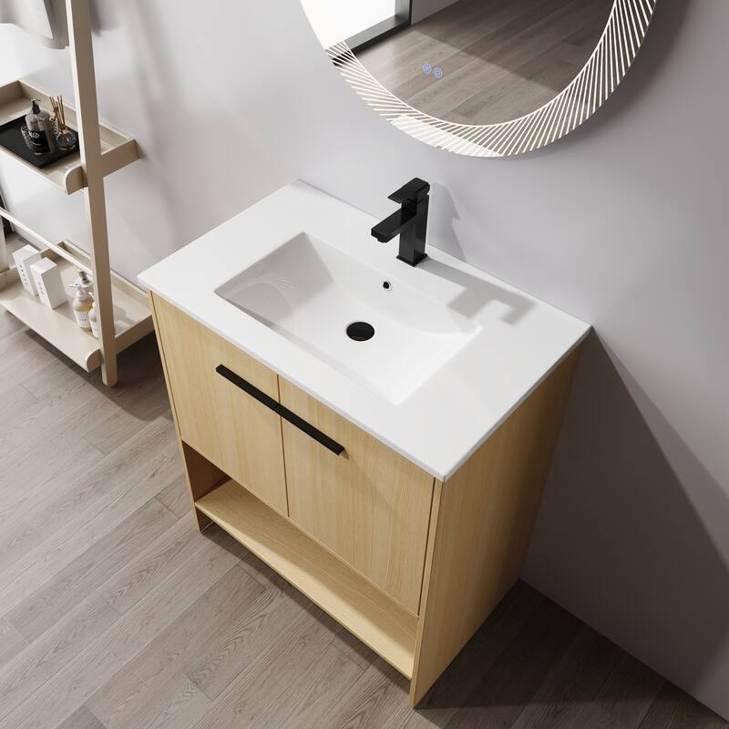 ARTCHIRLY 30/36 Inch Bathroom Vanity with Sink, Freestanding Bathroom Vanity with Soft Close Doors and Shelf