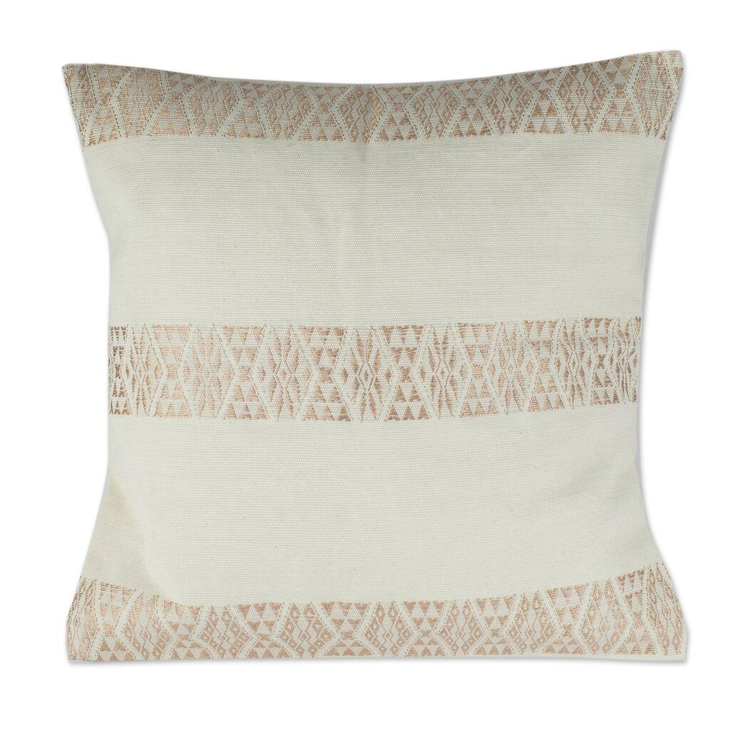 Novica Handmade Mountains And Valleys In Ecru Cotton Cushion Cover