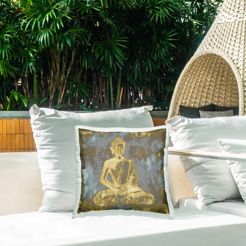 Stupell Muted Earthy Buddha Abstract Printed Outdoor Throw Pillow Design by Tom Bray