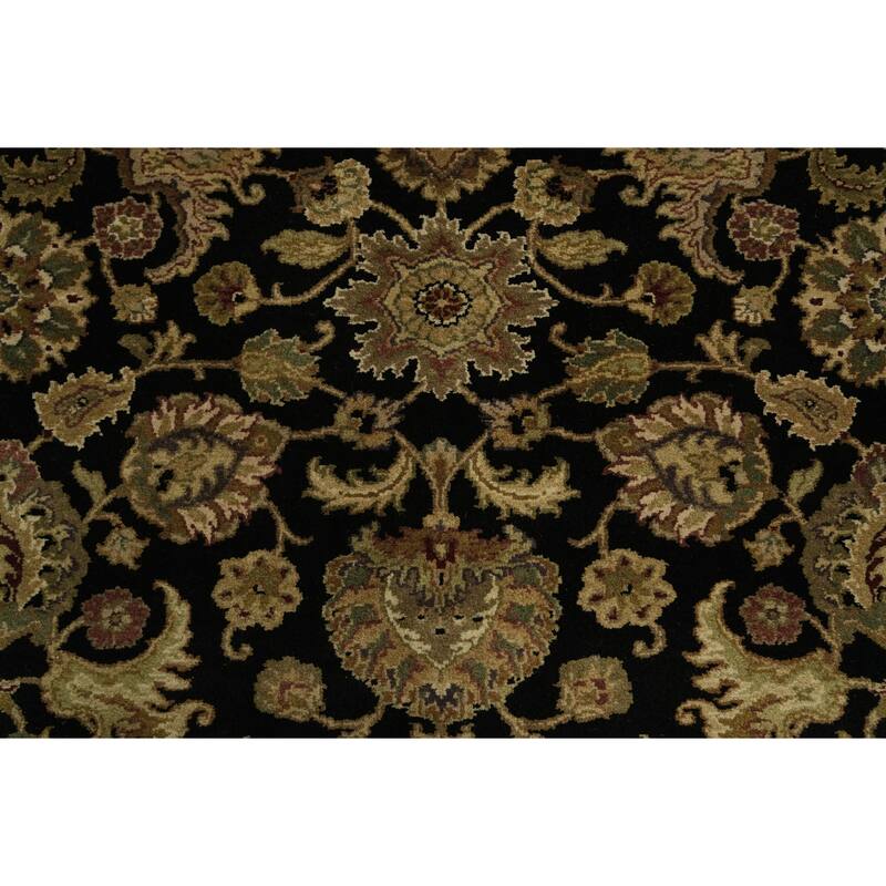 Hand Knotted Oriental 100% Wool Carpet Traditional All-Over Black Agra Area Rug - 9' 10'' X 8' 0''