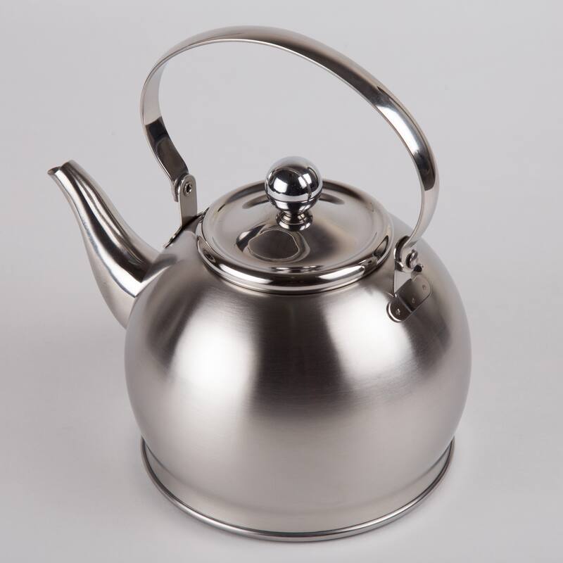 Creative Home Royal-Tea 1.0 Quart Stainless Steel Tea Kettle with with Removable Infuser Basket and Folding Handle
