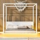 preview thumbnail 2 of 8, LED Canopy Bed, Queen Size Canopy Platform Bed wSupport Slats, White