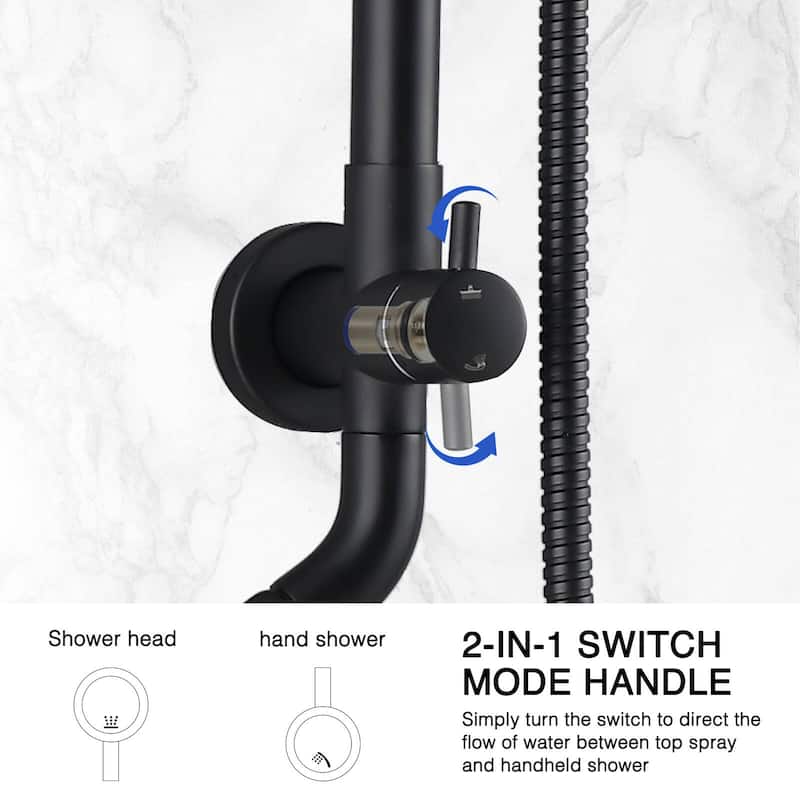 YASINU Matte Black 2-Spray Shower System with Handheld shower