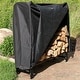 preview thumbnail 2 of 7, Sunnydaze Black Steel Outdoor Firewood Log Rack with Black Cover - 4-Foot